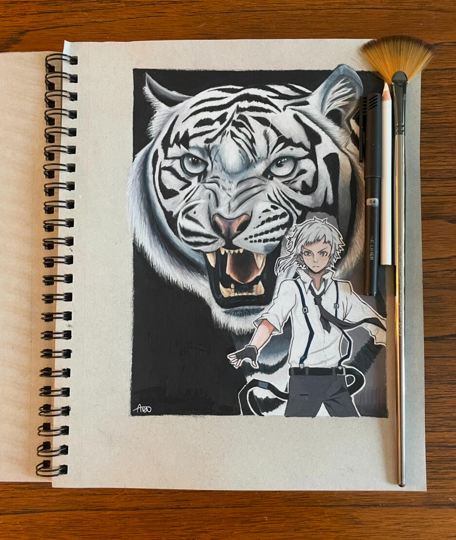 Atsushi colored pencil art; Sold traditionally